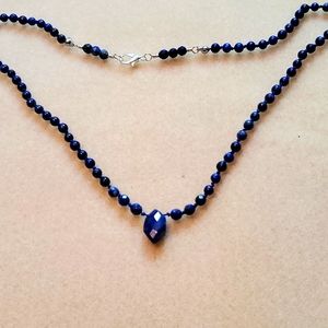Handmade rosary chain style lapis necklace